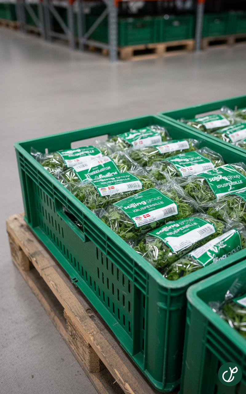 Europool-kasser pa palle i lager